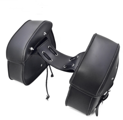 Black PU Leather Luggage Bags Motorcycle Saddlebags Saddle Bags Pouch For